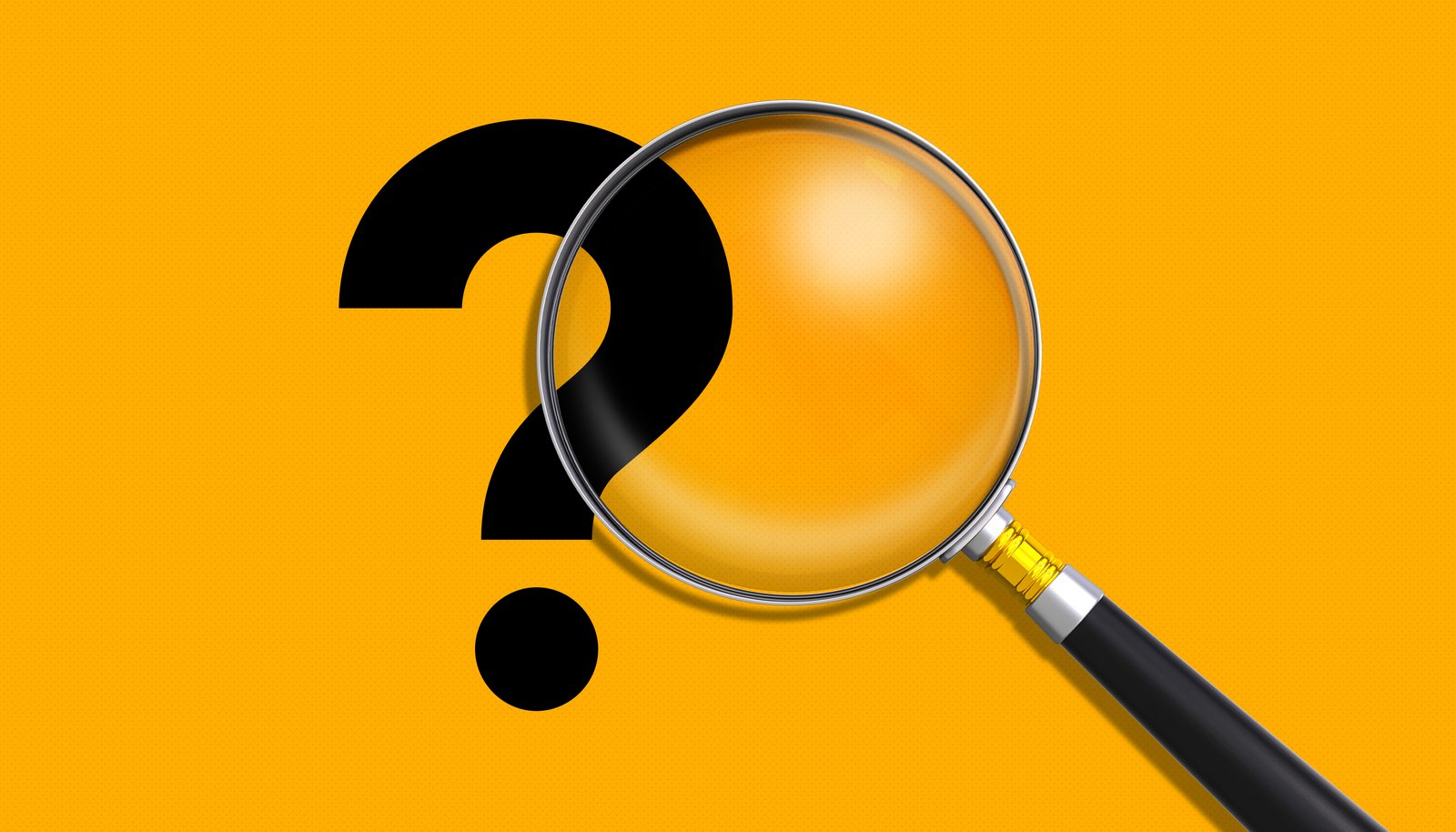 A magnifying glass held over a question mark, representing careful scrutiny when vetting a partner